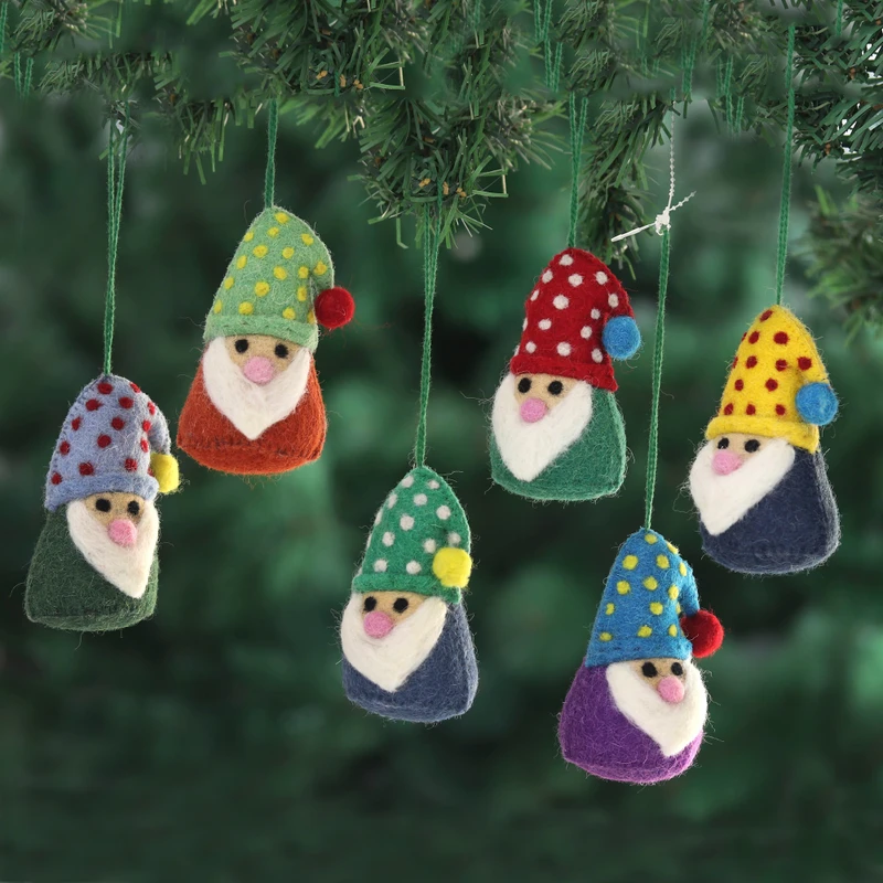 Nordic Gnomes Wool Felt Christmas Ornament (Set of 6) technical drawing