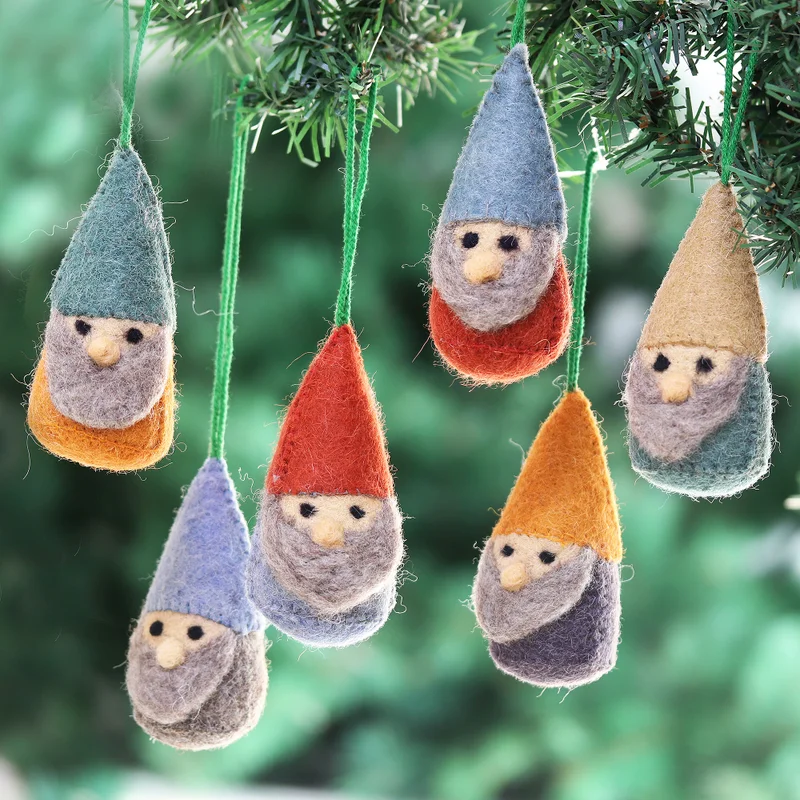 Winter Gnomes Wool Felt Christmas Ornament (Set of 6)