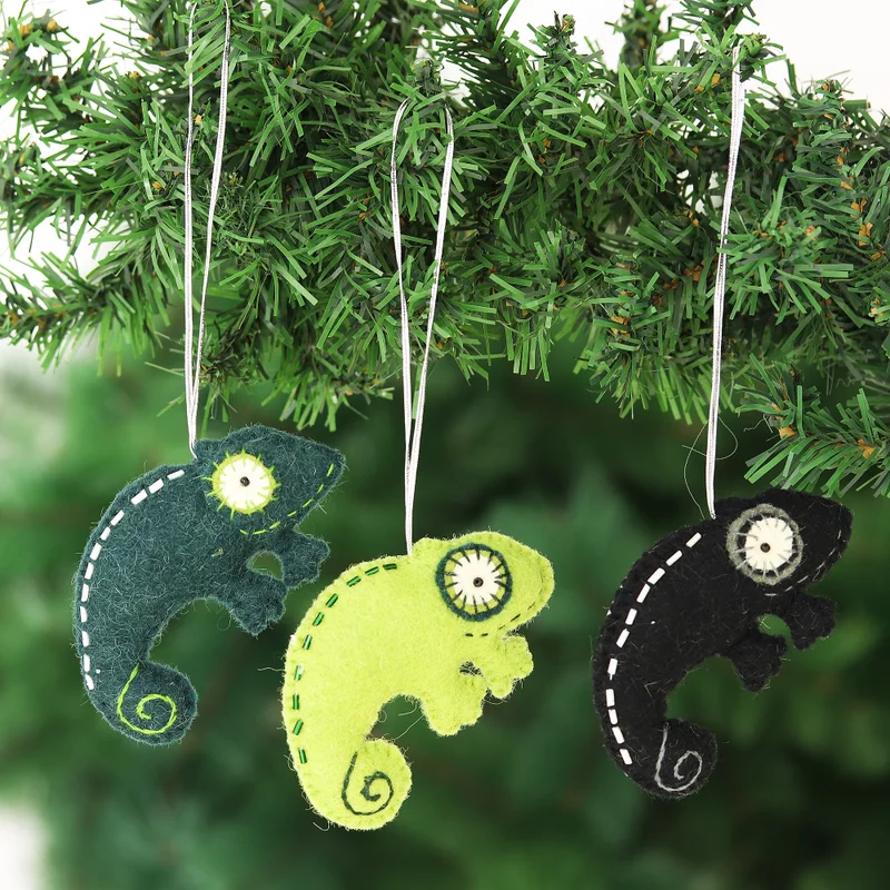 Lizard Tales Wool Felt Christmas Ornament (Set of 3)