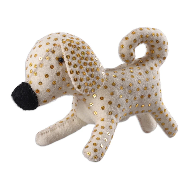 Heaven's Puppy in White Wool Felt Christmas Tree Topper
