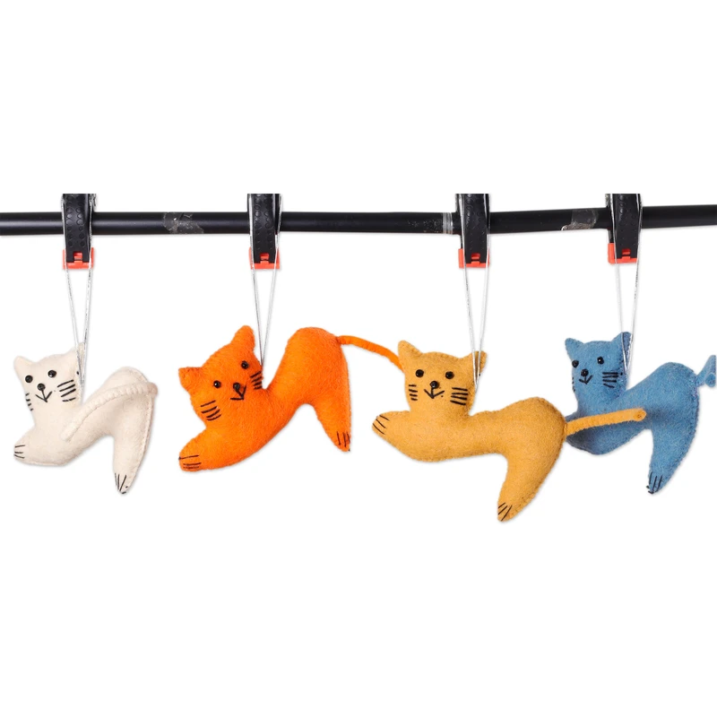 Festive Kittens Wool Felt Christmas Ornament (Set of 4)