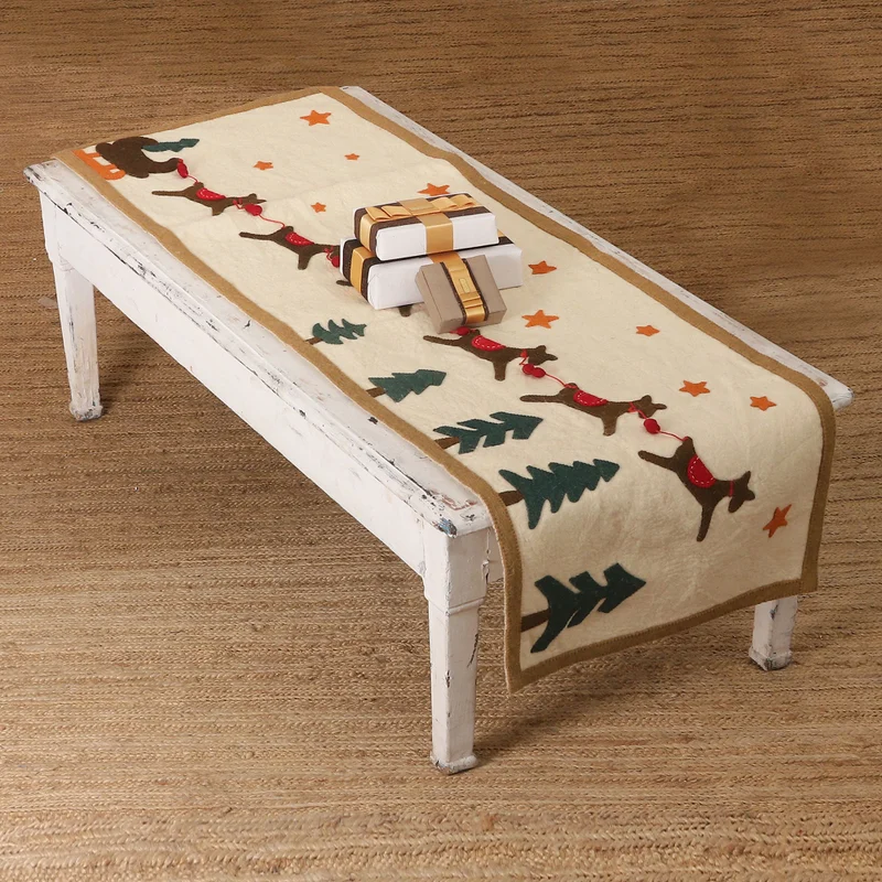 Winter Wonderland Wool Felt Christmas Table Runner technical drawing