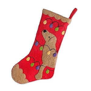 Cheerful Dog Wool Felt Christmas Stocking