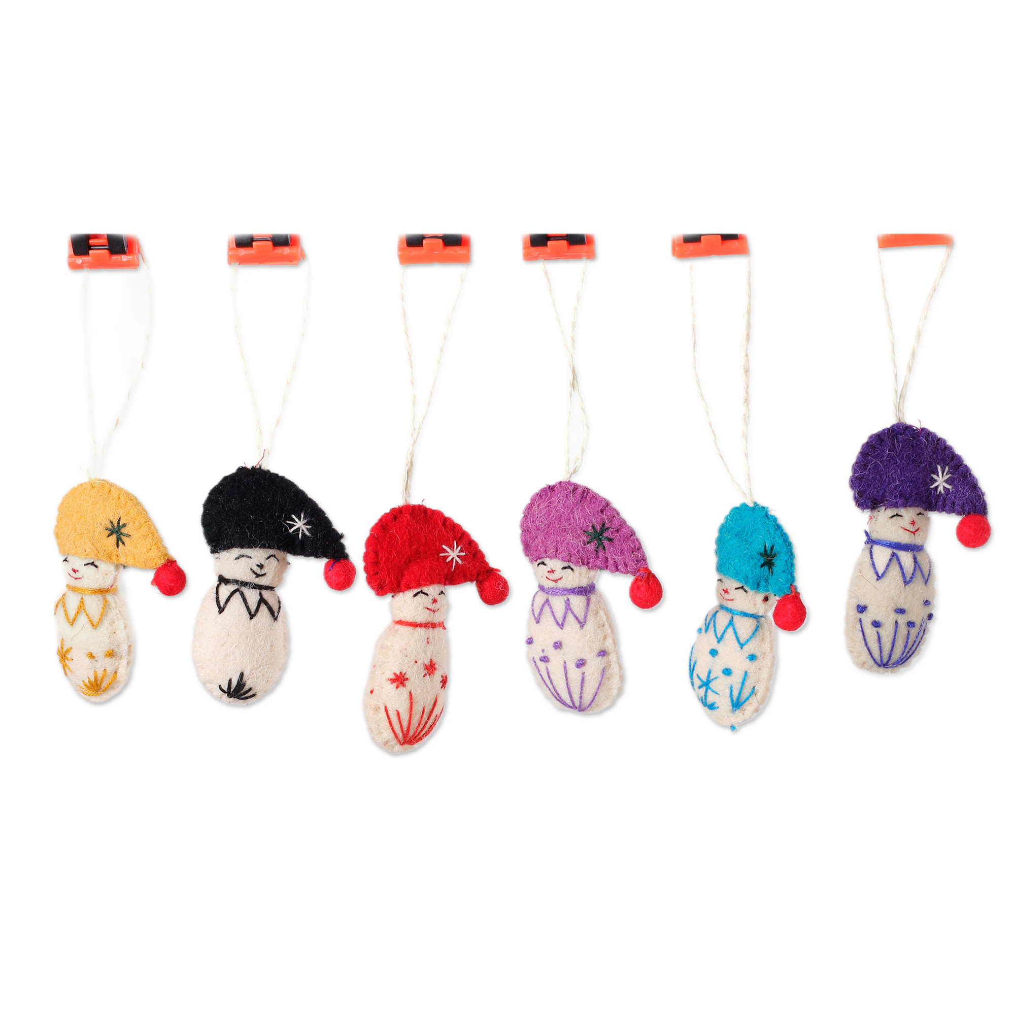 Snow Kids Wool Felt Christmas Ornament (Set of 6)