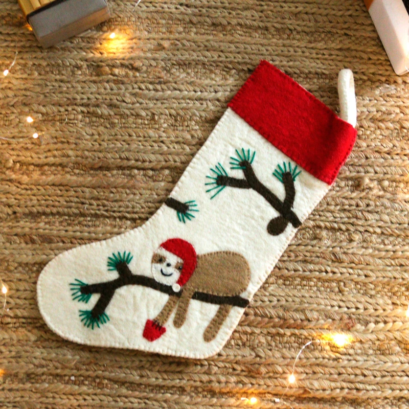 Tranquil Season Nature Wool Felt Christmas Stocking