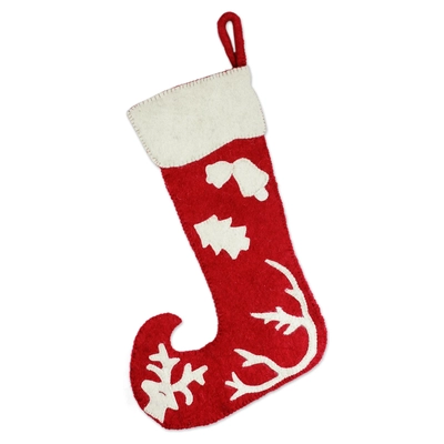 Holiday Spirit Wool Felt Christmas Stocking technical drawing