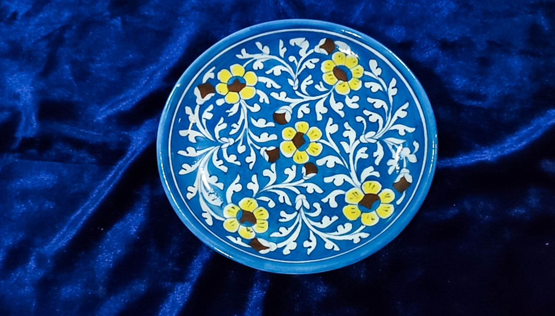Jasmine & Vine -Floral Jaipur Blue Pottery Decorative Ceramic Wall Plates handcrafted product