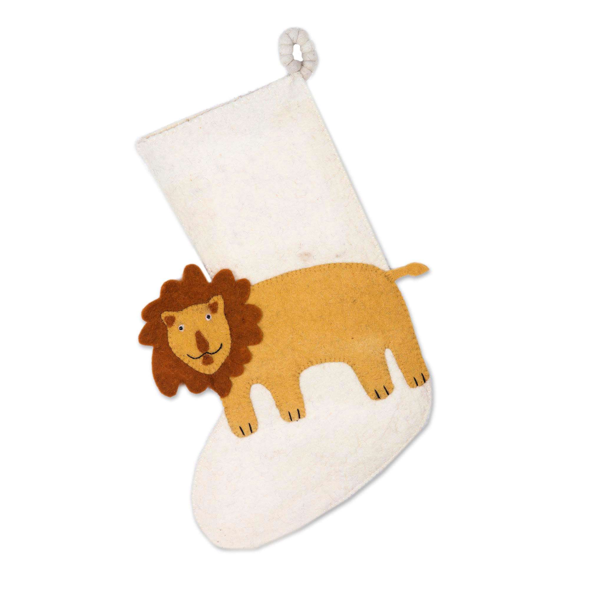 Holiday Lion Wool Felt Christmas Stocking