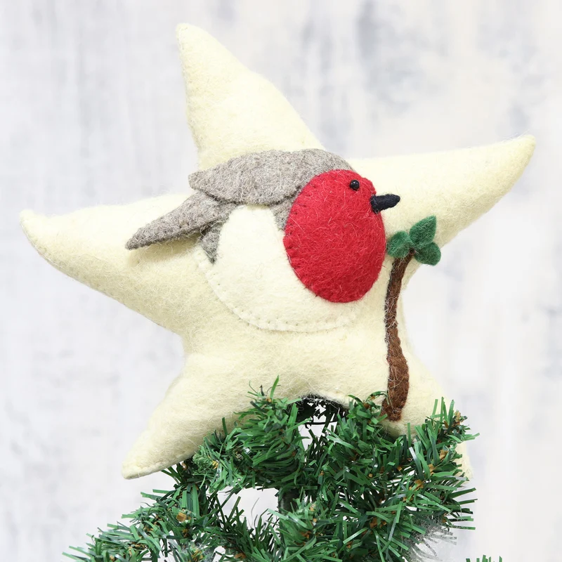 Robin Star Wool Felt Christmas Tree Topper