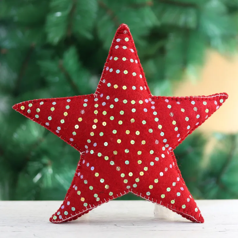 Red Star Wool Felt Christmas Tree Topper technical drawing