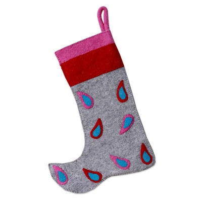 Festivity Modern Wool Applique Christmas Stocking By Rajesh Gehlot (70) handcrafted product