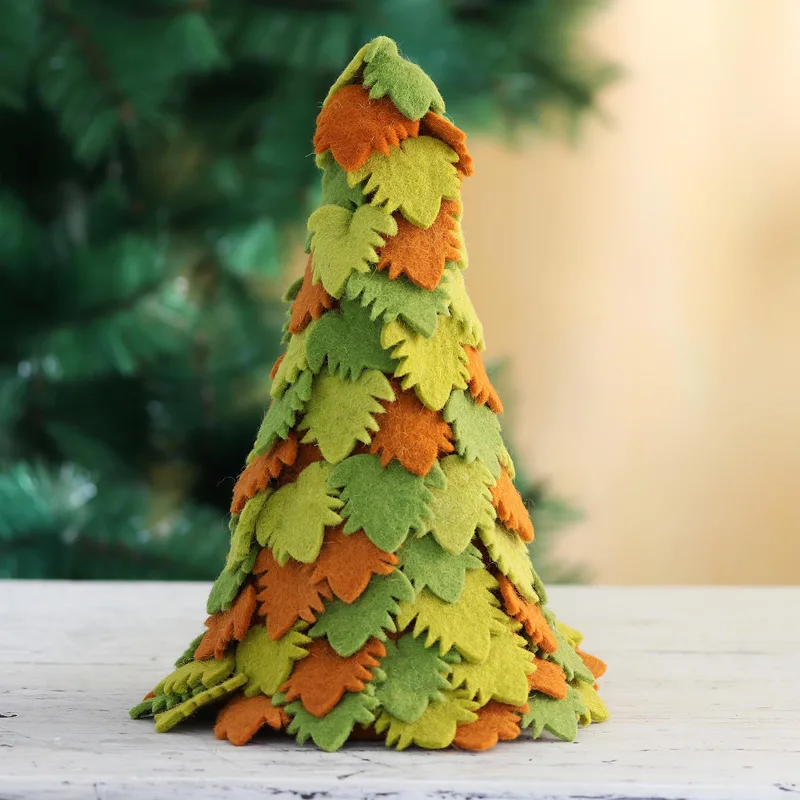 Holiday Beauty in Green Wool Felt Christmas Tree