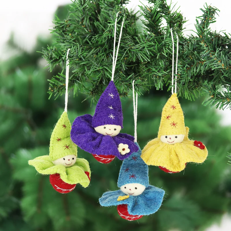 Cheerful Cherubs Wool Felt Christmas Ornament (Set of 4)