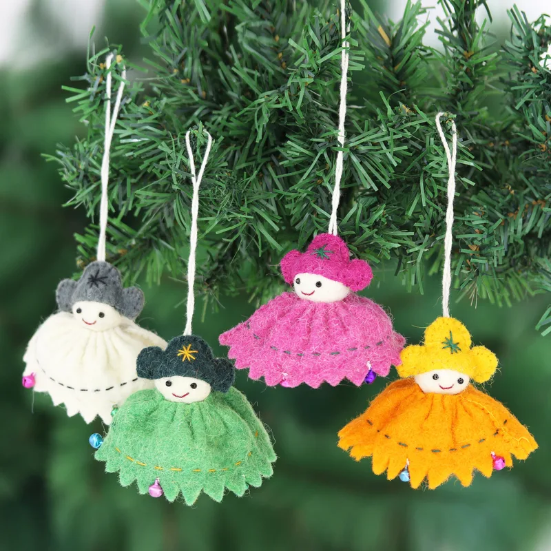 Holiday Dolls Wool Felt Christmas Ornament (Set of 4)