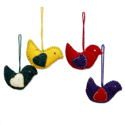 Messengers of Peace Doves Wool Felt Christmas Ornament