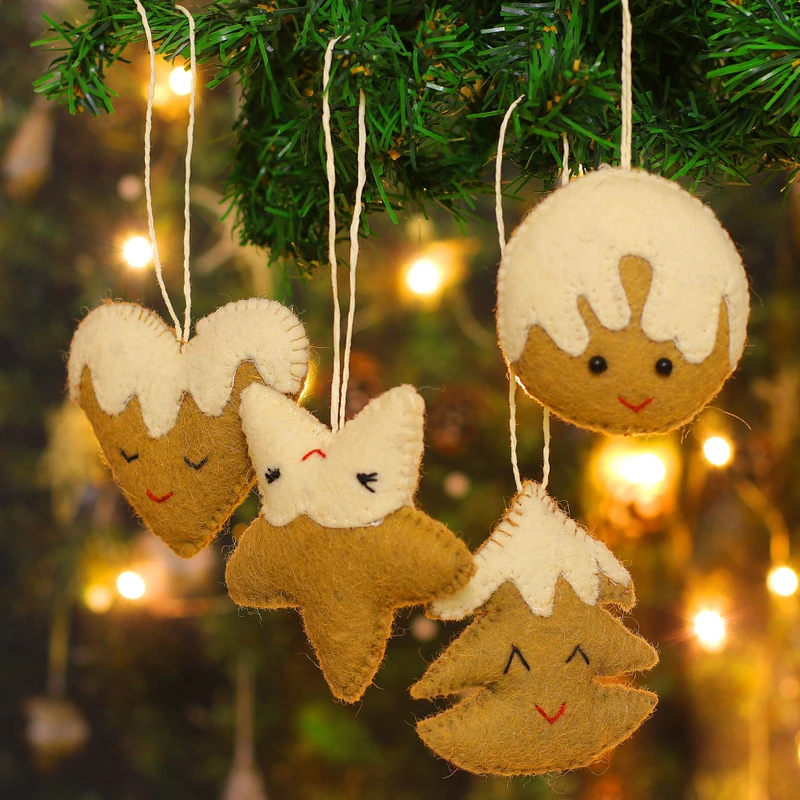 Christmas Cookies Wool Felt Christmas Ornament (Set of 4)