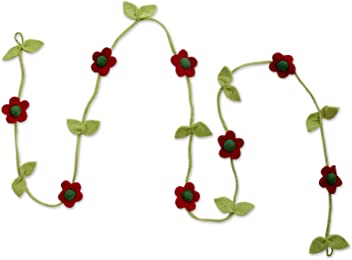Holiday Begonias Flowers Wool Felt Christmas Garland