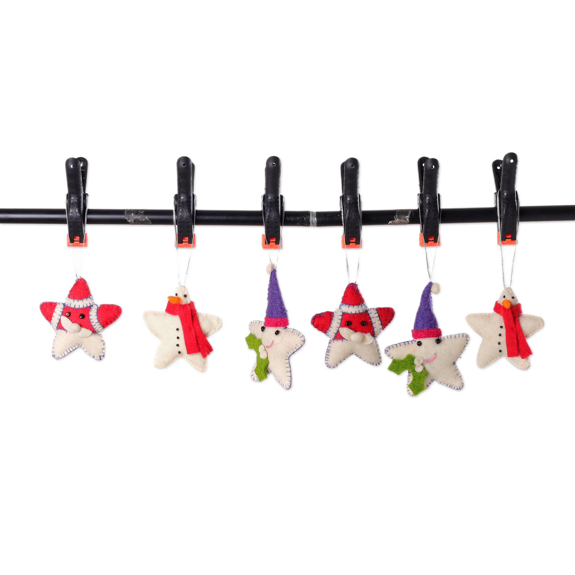 Star Holidays Wool Felt Christmas Ornament (Set of 6)