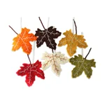 Multicoloured Maple Glory Leaves Wool Felt Christmas Ornament (Set of 6)