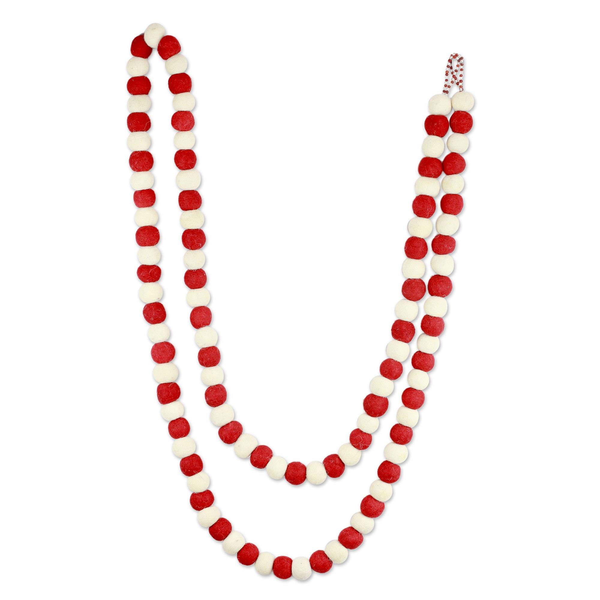 Candy Cane Pom Poms Wool Felt Christmas Garland