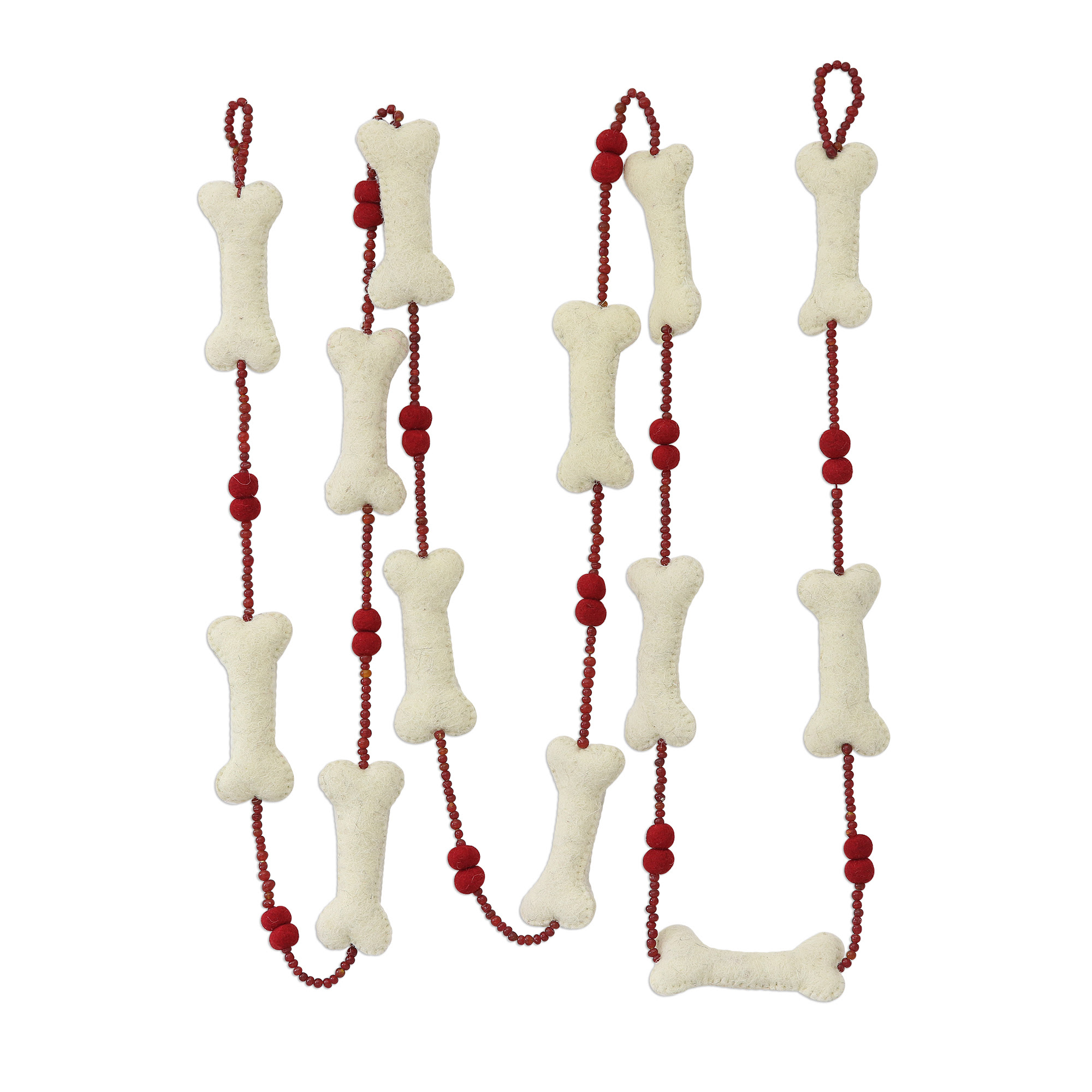 Cute Puppies Dog Bones Wool Felt Christmas Garland