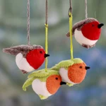 Robin's Delight Birds Wool Felt Christmas Ornament (Set of 4)