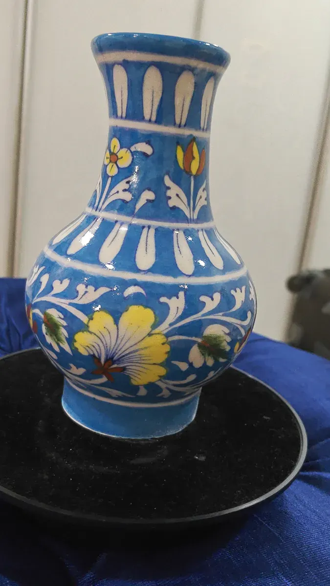 Flower Vase  Blue Pottery