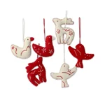 Christmas Wishes White and Red Animals Wool Felt Christmas Ornament (Set of 6)
