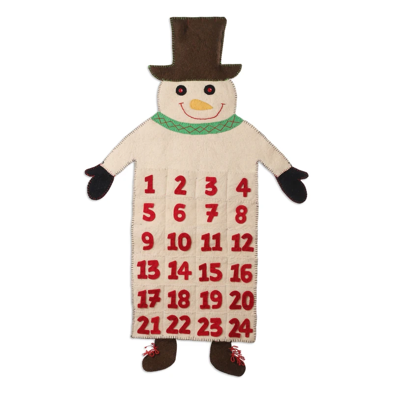 Happy Snowman Wool Felt Christmas Advent Calendar